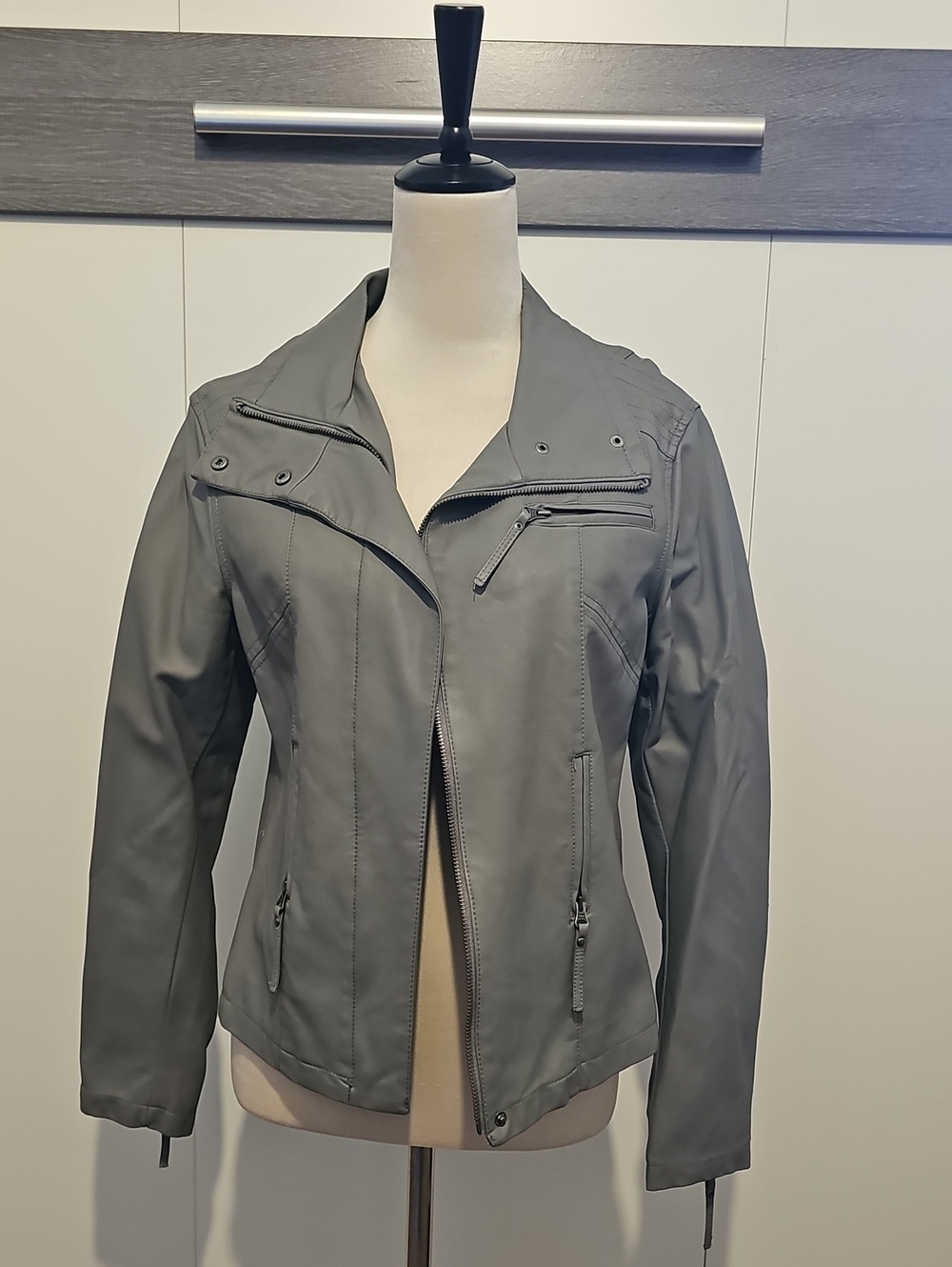 Apt. 9 Grey Moto-Style Faux Leather Jacket
